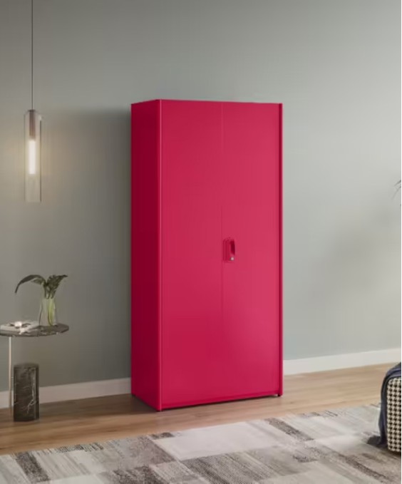 Neolite 2-Door Steel Almirah (Textured Blush Red) 1-Year Warranty, 4 Shelves, 1 Locker