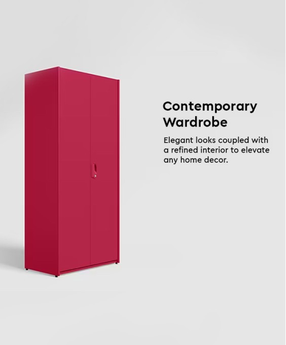 Neolite 2-Door Steel Almirah (Textured Blush Red) 1-Year Warranty, 4 Shelves, 1 Locker