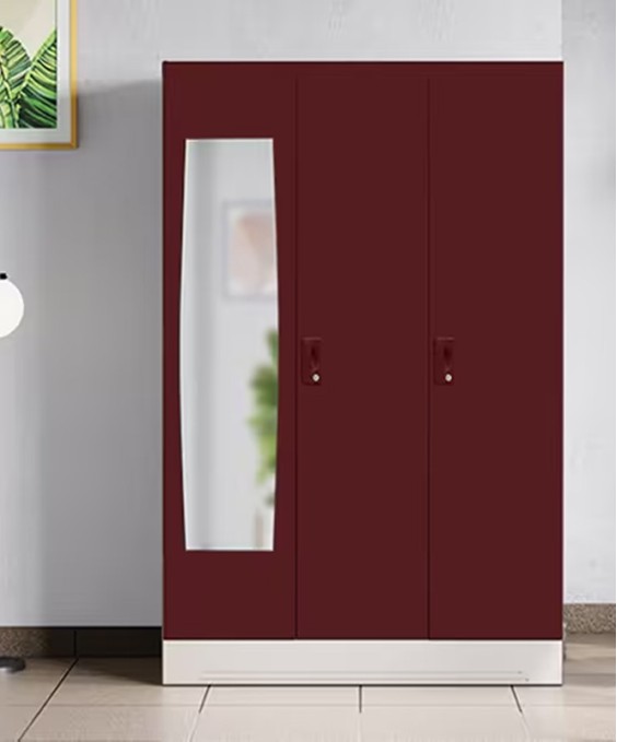 Slimline 3 Door M1 Steel Almirah Locker, Russet Color