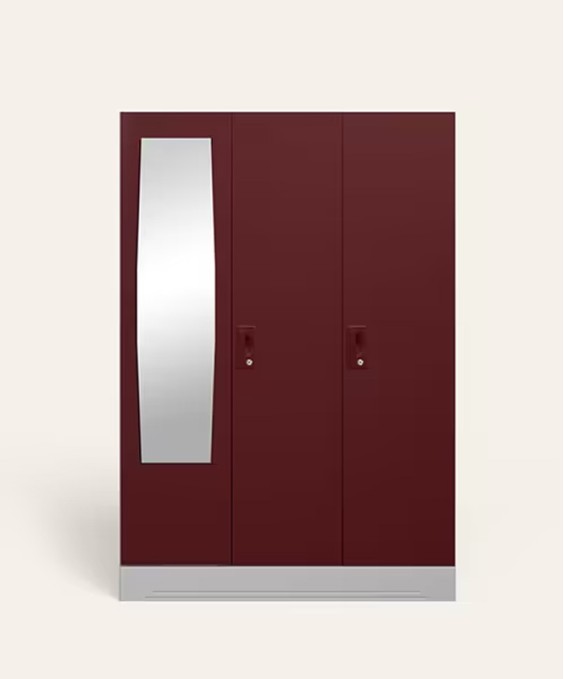 Slimline 3 Door M1 Steel Almirah Locker, Russet Color