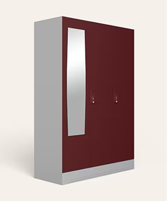 Slimline 3 Door M1 Steel Almirah Locker, Russet Color