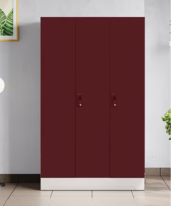 Neolite 3-Door Steel Almirah (Textured Blush Red) 1-Year Warranty, 5 Shelves, 1 Locker