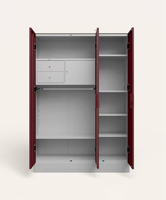 Neolite 3-Door Steel Almirah (Textured Blush Red) 1-Year Warranty, 5 Shelves, 1 Locker