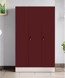 Slimline 3 Door Steel Almirah Locker, Russet Color