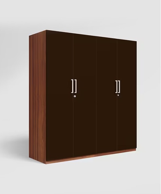 Kalista V2 4 Door Engineered Wood Wooden Wardrobe in Cinnamon Dark brown Color 1 Year Warranty, 1 Drawer