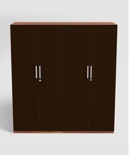 Kalista V2 4 Door Engineered Wood Wooden Wardrobe in Cinnamon Dark brown Color 1 Year Warranty, 1 Drawer