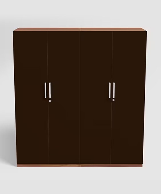 Kalista V2 4 Door Engineered Wood Wooden Wardrobe in Cinnamon Dark brown Color 1 Year Warranty, 1 Drawer