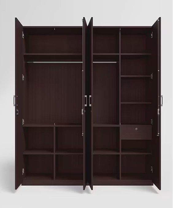 Kalista V2 4 Door Engineered Wood Wooden Wardrobe in Cinnamon Squadro Color 1 Year Warranty, 1 Drawer