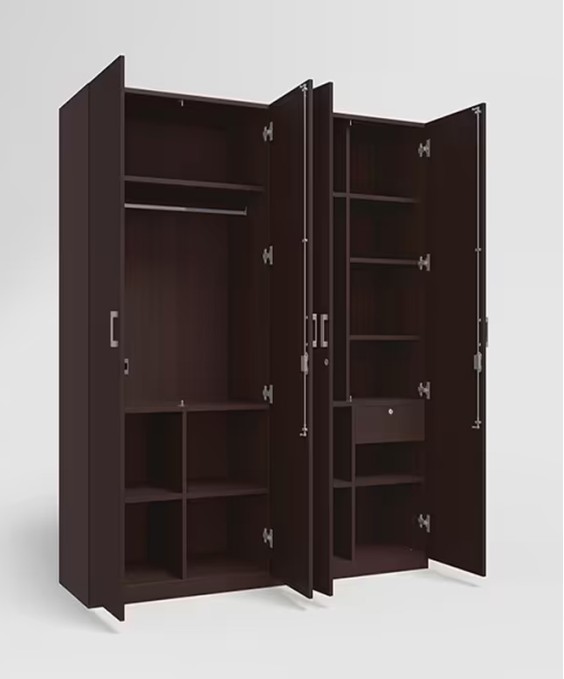 Kalista V2 4 Door Engineered Wood Wooden Wardrobe in Cinnamon Squadro Color 1 Year Warranty, 1 Drawer