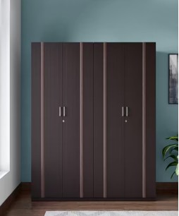 Kalista V2 4 Door Engineered Wood Wooden Wardrobe in Zurina Cola Color 1 Year Warranty, 1 Drawer