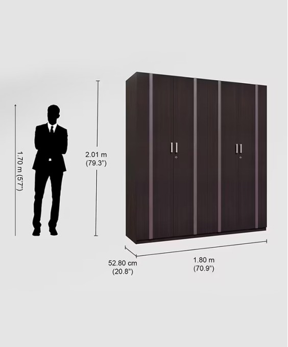 Kalista V2 4 Door Engineered Wood Wooden Wardrobe in Zurina Cola Color 1 Year Warranty, 1 Drawer