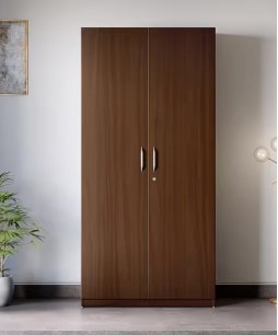 Stack 2 Door Engineered Wood Wardrobe (Brown) 1-Year Warranty, 2 Shelves, 1 Drawer