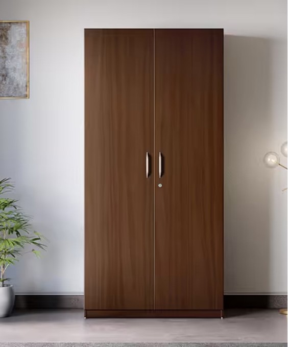 Stack 2 Door Engineered Wood Wardrobe (Brown) 1-Year Warranty, 2 Shelves, 1 Drawer