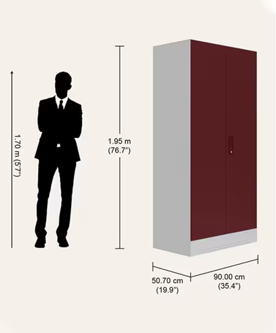 Slimline 2 Door Steel Almirah (Locker, Russet Color)