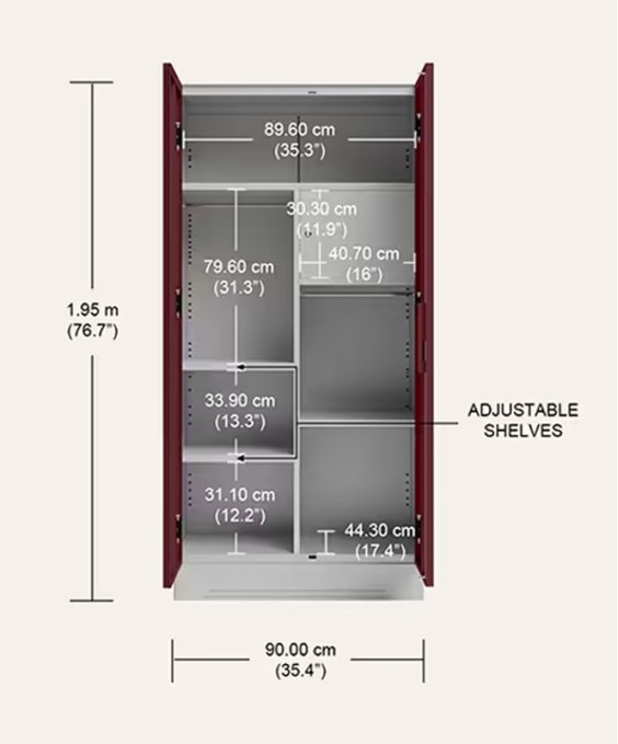 Slimline 2 Door Steel Almirah (Locker, Russet Color)