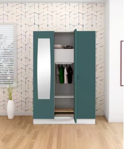 Slimline 3 Door M1 Steel Almirah (Locker & Drawer, Tex Sea Pine)