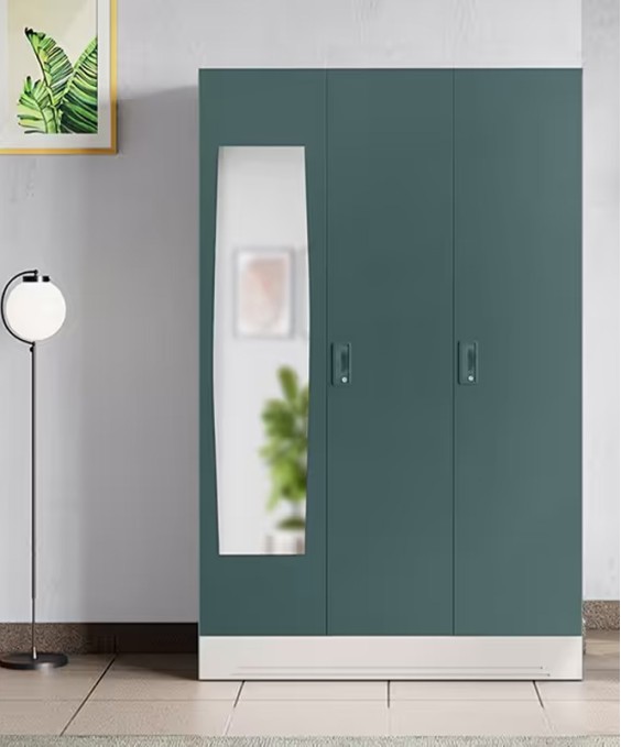 Slimline 3 Door M1 Steel Almirah (Locker & Drawer, Tex Sea Pine)