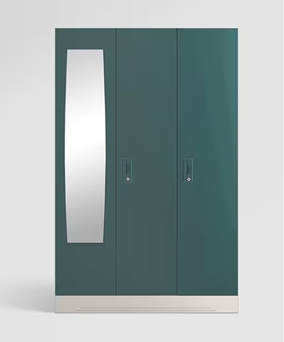 Slimline 3 Door M1 Steel Almirah (Locker & Drawer, Tex Sea Pine)