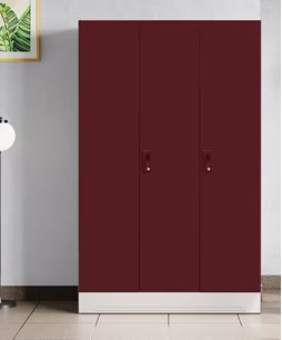 Slimline 3 Door Steel Almirah (Locker & Drawer, Russet)