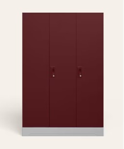 Slimline 3 Door Steel Almirah (Locker & Drawer, Russet)