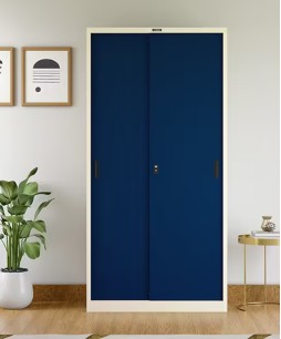 Vurv 2-Door Sliding Steel Wardrobe (Sapphire Blue) (1-Year Warranty, 6 Shelves)