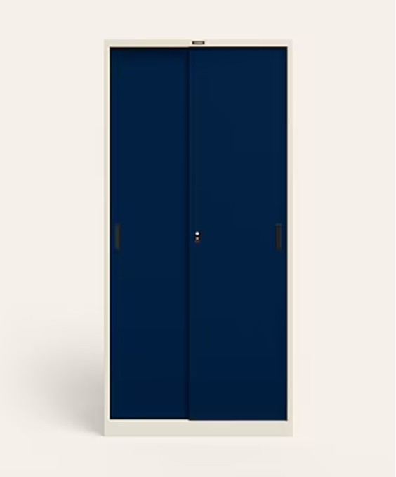 Vurv 2-Door Sliding Steel Wardrobe (Sapphire Blue) (1-Year Warranty, 6 Shelves)