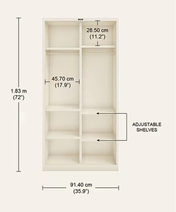 Vurv 2-Door Sliding Steel Wardrobe (Sapphire Blue) (1-Year Warranty, 6 Shelves)