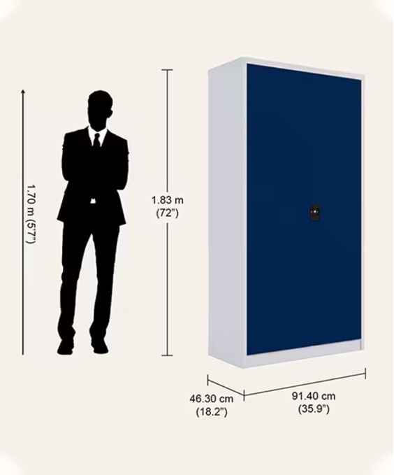 Vurv 2-Door Steel Locker Unit Almirah (Sapphire Blue) 1-Year Warranty, 1 Locker, 3 Shelves