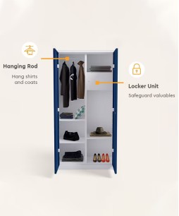 Vurv 2-Door Steel Locker Unit Almirah (Sapphire Blue) 1-Year Warranty, 1 Locker, 3 Shelves