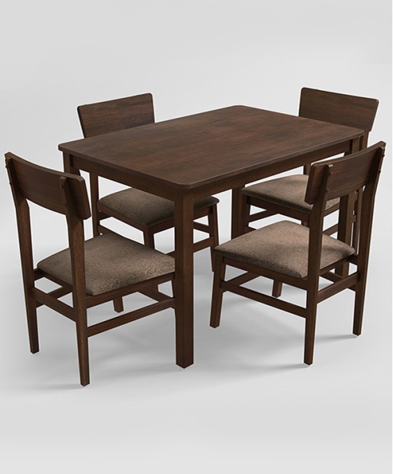 Ace Pro 4 Seater Wood Square Dining Set 1 Year Warranty, Wood Dark