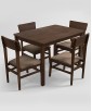 Ace Pro 4 Seater Wood Square Dining Set 1 Year Warranty, Wood Dark