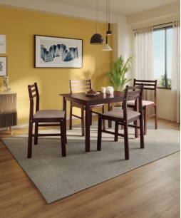 Estana 4 Seater Dining Set With 4 Chairs, Mahogany Color