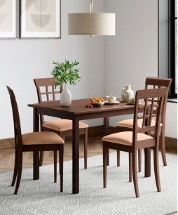 Estana 4 Seater Dining Set With 4 Chairs, Mahogany Color