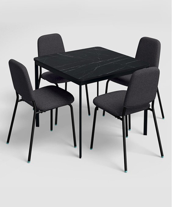 Franky and Kalyx 4 Seater Wooden Square Dining Set (Black)