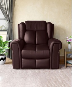 Clermont 1 Seater Recliner (Leatherette, Brown)