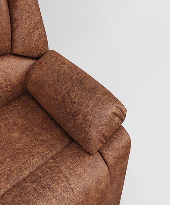 Rhine V3 3 Seater Recliner (Fabric Leather, Caramel Brown)