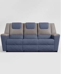 Sumo 3 Seater Recliner (Fabric, Blue Grey)