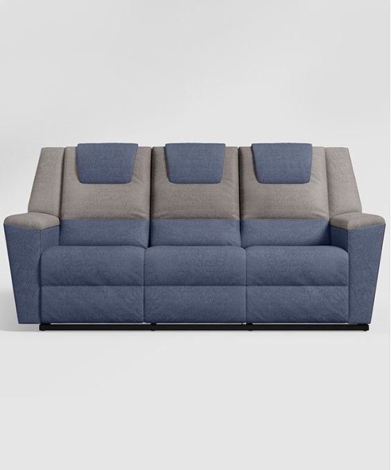 Sumo 3 Seater Recliner (Fabric, Blue Grey)