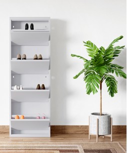 Step In L Shoe Cabinet (Textured White)