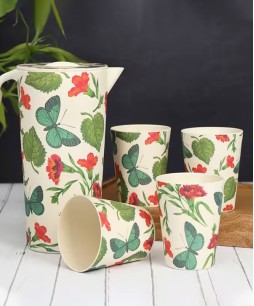 India Circus Fluttering Extravagance Bamboo Jug Set (By Krsnaa Mehta)