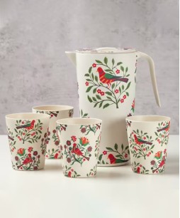 India Circus Psittacines Enquiry Bamboo Jug Set (By Krsnaa Mehta)
