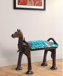 India Circus Teal Floral Galore Camel Pouffe (By Krsnaa Mehta)