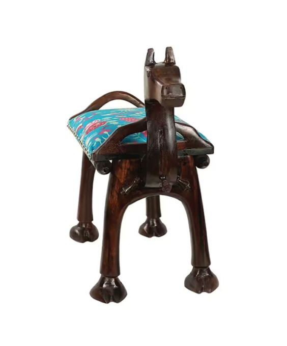 India Circus Teal Floral Galore Camel Pouffe (By Krsnaa Mehta)