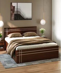 Amara King Size Engineered Wood Bed With Drawer & Box Storage (1 Year Warranty, Brown, Particle Board)