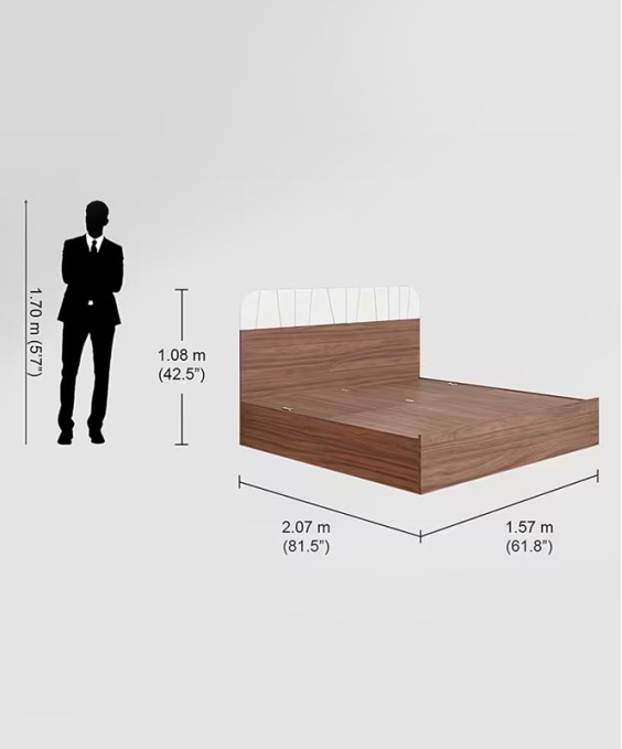 Grove V2 Queen Size Bed (Pull-Out Storage, Brown)