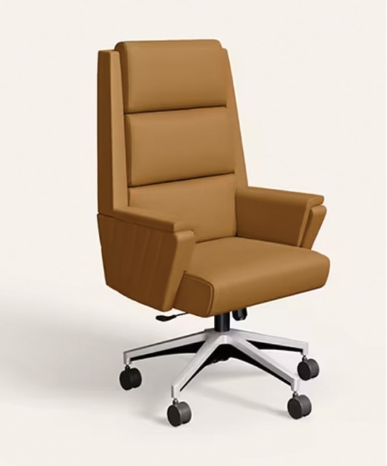 Emerald High Back Leather Ergonomic Office Chair (Tan) (1 Year Warranty, Adjustable Armrest)