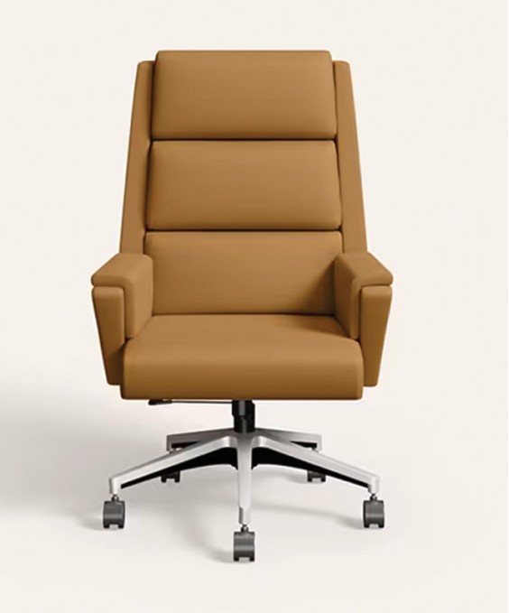 Emerald High Back Leather Ergonomic Office Chair (Tan) (1 Year Warranty, Adjustable Armrest)