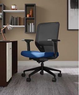 Greta 2.0 Mid Back Fabric Ergonomic Office Chair (Royal Blue with Black Body) (1 Year Warranty, Adjustable Armrest)