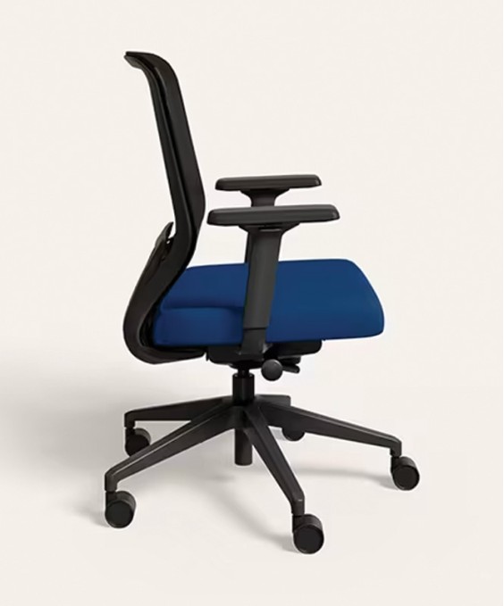 Greta 2.0 Mid Back Fabric Ergonomic Office Chair (Royal Blue with Black Body) (1 Year Warranty, Adjustable Armrest)