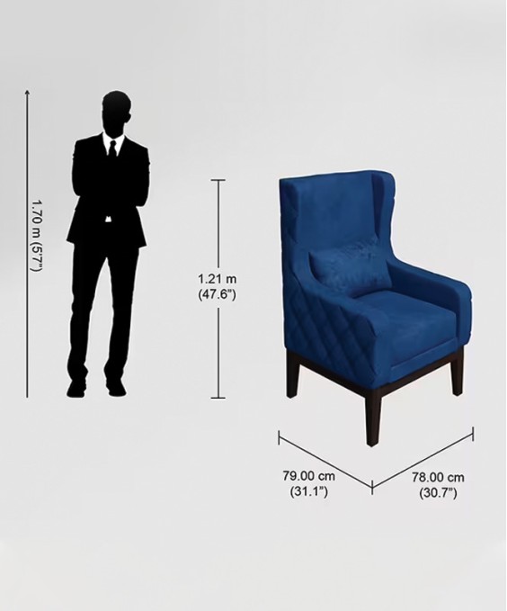 Creta Wing Chair (1 Seater, Fab Blue)